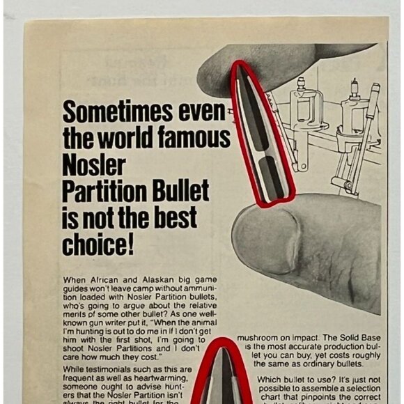 Nosler Bullets Print Ad Vintage 1980 Partition Ammo Beaverton OR Hunting - Picture 4 of 5